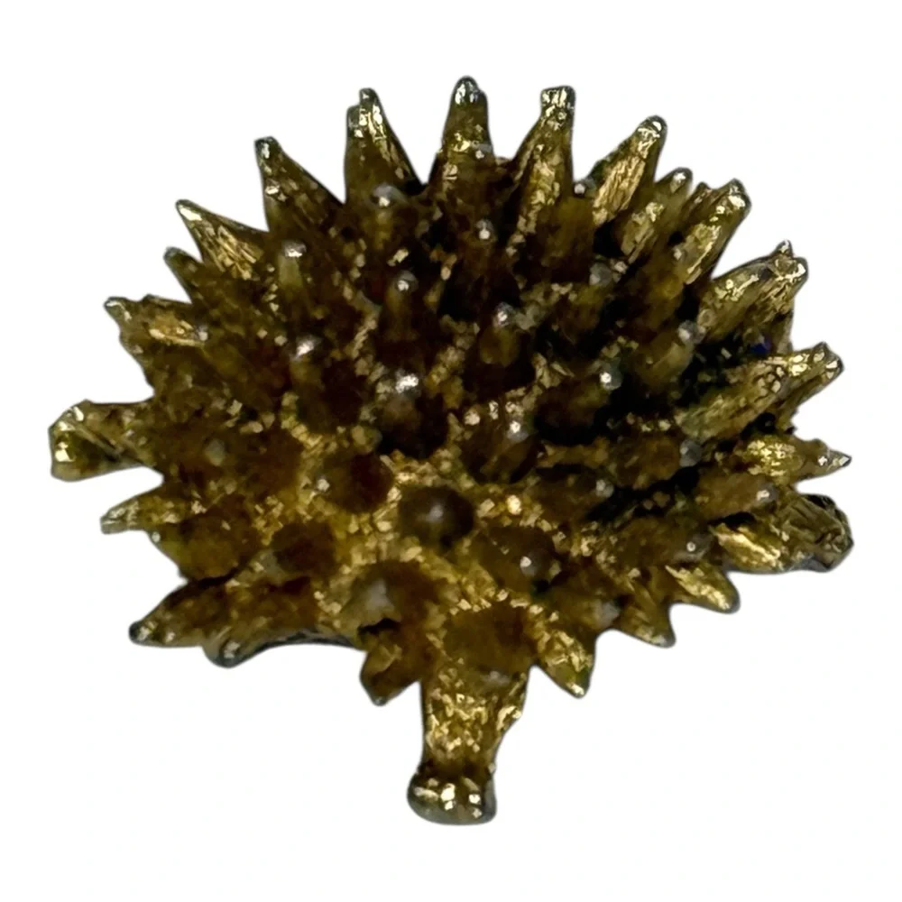 Vintage‎ Hedgehog Pin Brooch Gold With Multiple Rhinestones 1